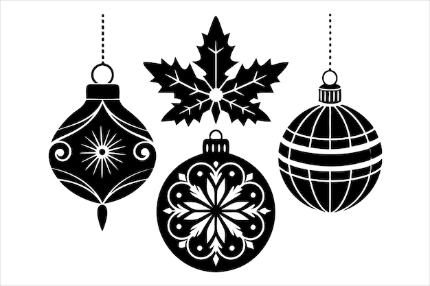Elegantes adornos navideños Colección vectorial