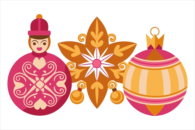 Elegantes adornos navideños Colección vectorial