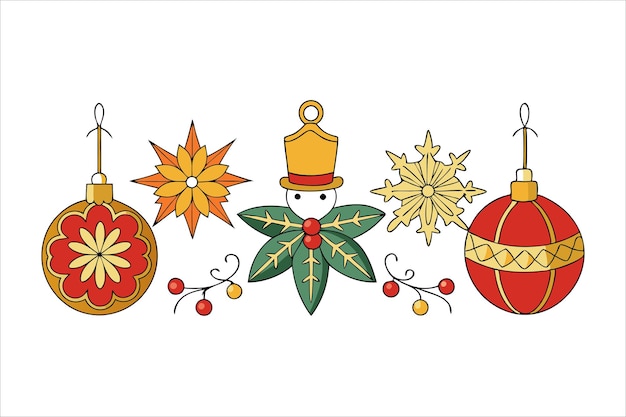 Elegantes adornos navideños Colección vectorial