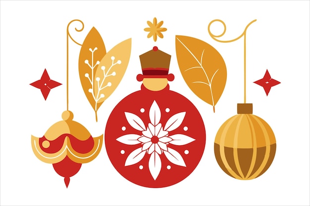 Elegantes adornos navideños Colección vectorial