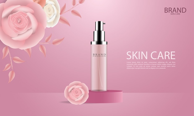 Elegantes anuncios cosméticos para el cuidado de la piel.