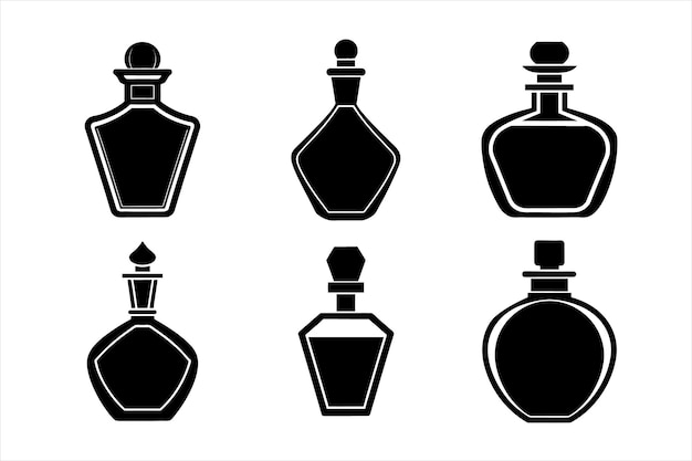 Elegantes botellas de perfume de silueta negra