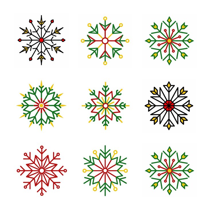 Elegantes copos de nieve Clipart para decoración y fondos navideños