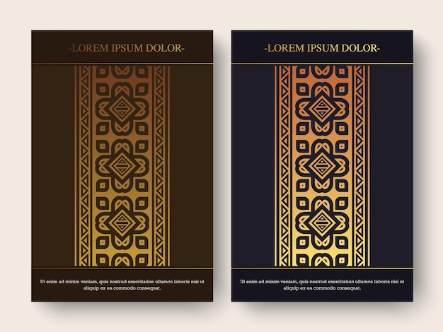 Elegantes cubiertas de libros con patrón de oro