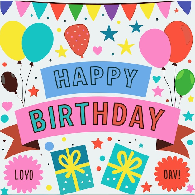 Elegantes dibujos de carteles de Feliz Cumpleaños Diseño tipográfico con mensaje personalizado