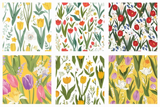 Elegantes diseños de flores y hojas de primavera