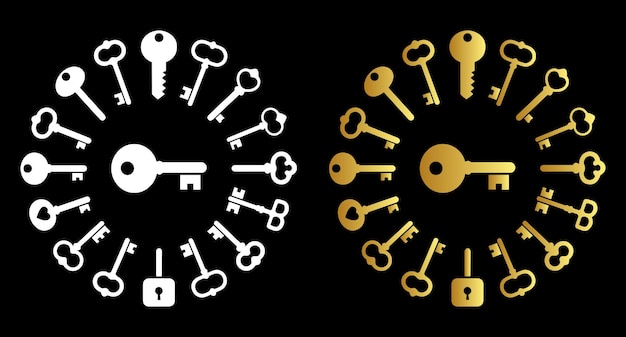 Elegantes diseños de llaves en dorado y blanco