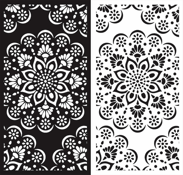 Elegantes diseños de mandalas en blanco y negro