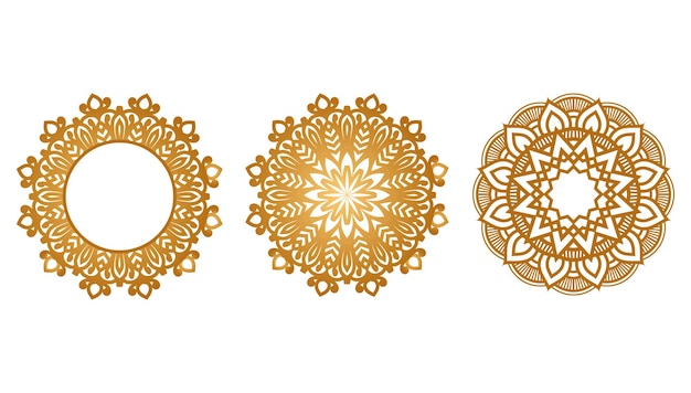 Elegantes diseños de mandalas doradas en una fila