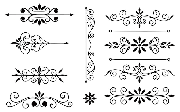 Elegantes elementos de diseño decorativos en blanco y negro para proyectos de diseño