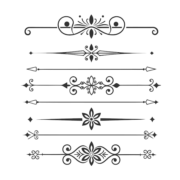 Elegantes elementos de diseño ornamental florecen en las esquinas y divisorias