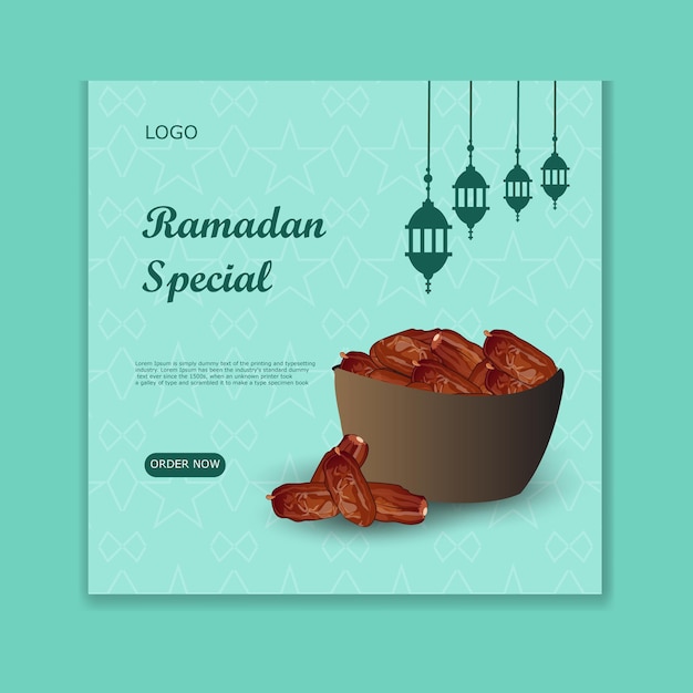 Elegantes fechas especiales de Ramadán, frutas y publicaciones en las redes sociales.