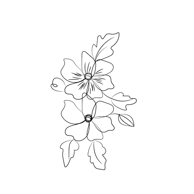 Elegantes flores de arte de línea