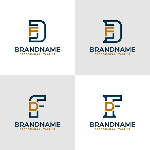 Elegantes letras DF y monograma FD Logotipo adecuado para negocios con las iniciales FD o DF