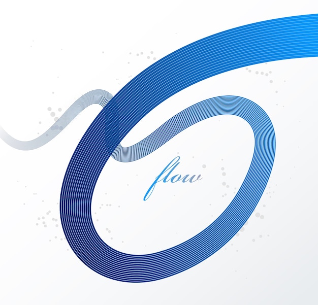 Elegantes líneas azules vector de fondo abstracto dimensional, rayas curvas dinámicas 3D en movimiento hermoso elemento de diseño, plantilla para pancarta o póster y otros anuncios.