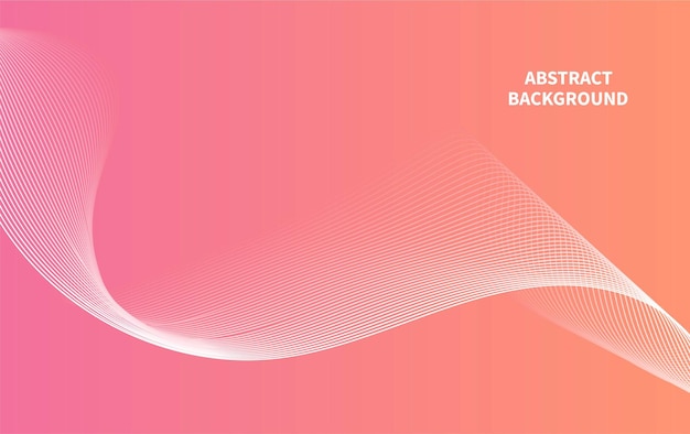 Elegantes líneas de ondas blancas en un suave fondo de gradiente rosado-naranja este vector abstracto