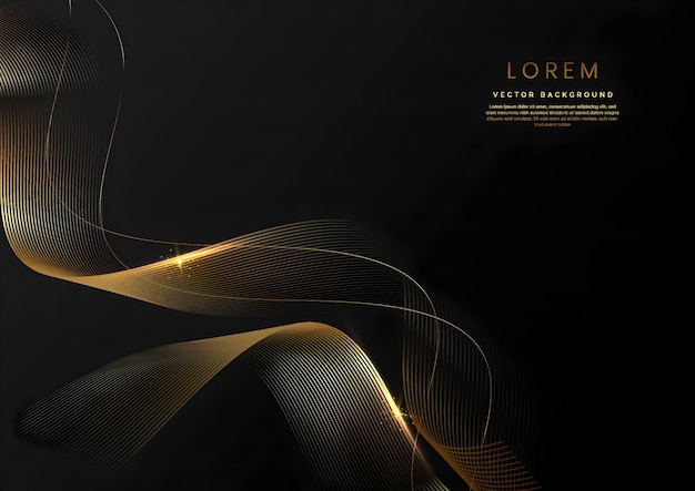 Elegantes líneas onduladas doradas en un fondo oscuro y abstracto