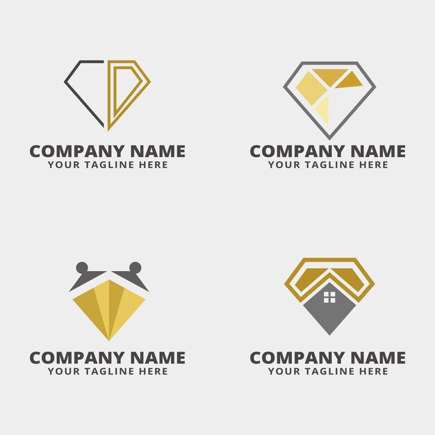 Elegantes logotipos de diamantes para negocios y bienes raíces