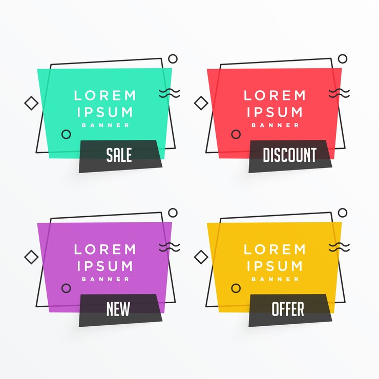 Vector elegantes pancartas de colores con espacio de texto