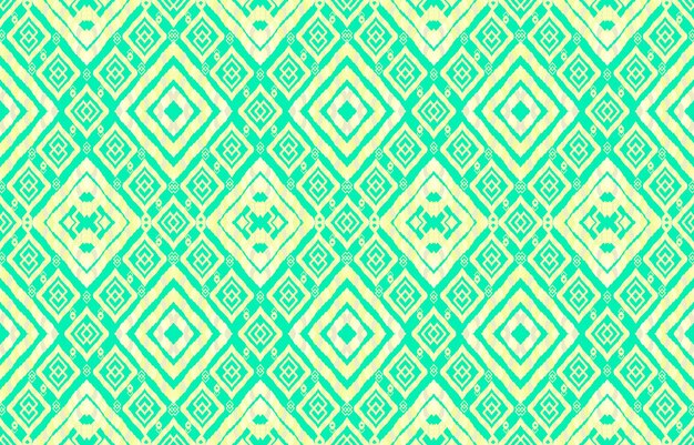 Elegantes patrones de ikat de tela sin costuras de color verde pastel. adorno de línea de semilla de arroz geométrico estilo retro