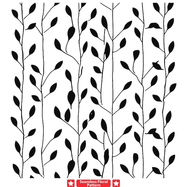 Elegantes patrones de silueta floral Diseños botánicos graciosos para sus proyectos creativos