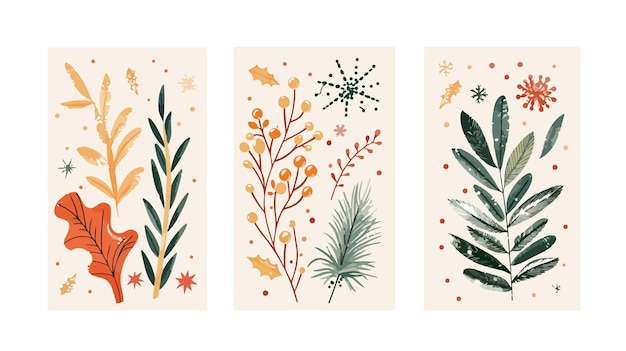 Elegantes plantillas de tarjetas de Navidad con elementos de sucursal