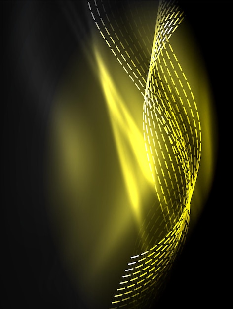 Elegantes rayas fluidas de neón ondas suaves con efectos de luz Ilustración vectorial