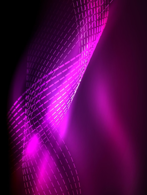 Elegantes rayas fluidas de neón ondas suaves con efectos de luz Ilustración vectorial
