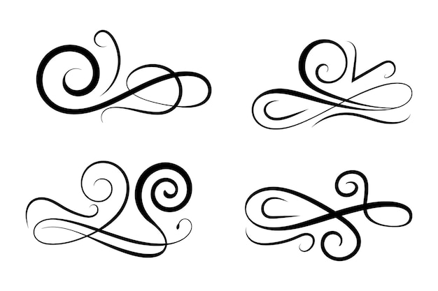 Elegantes remolinos y flores Elementos decorativos para varios diseños
