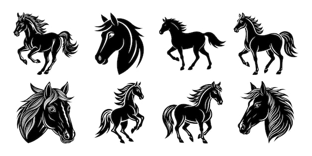 Elegantes siluetas de caballos negros