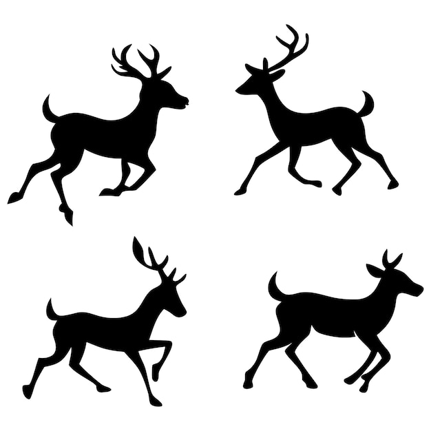 Elegantes siluetas de ciervos corriendo Vector perfecto para diseños de vacaciones y vida silvestre