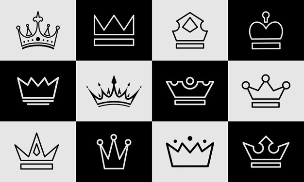 Elegantes siluetas de coronas y íconos reales