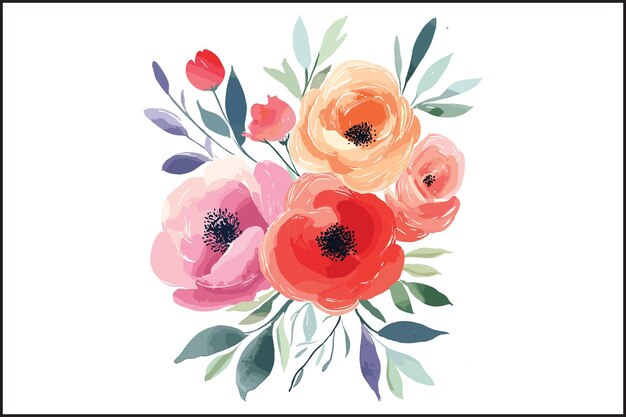 Elegantes siluetas florales en acuarela Arte vectorial de alta calidad