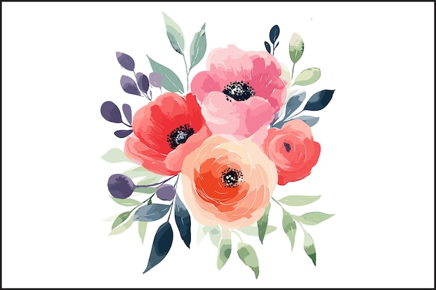 Elegantes siluetas florales en acuarela Arte vectorial de alta calidad
