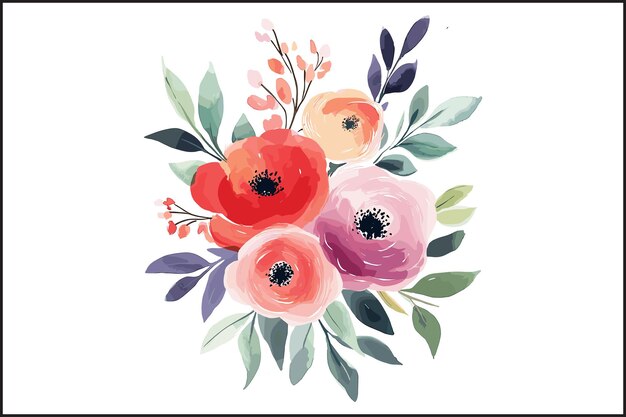 Elegantes siluetas florales en acuarela Arte vectorial de alta calidad