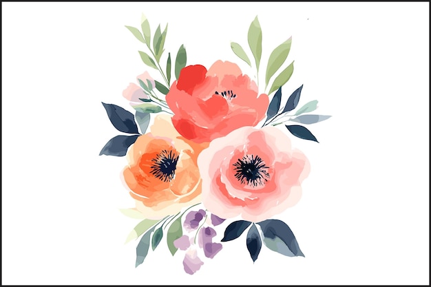 Elegantes siluetas florales en acuarela Arte vectorial de alta calidad