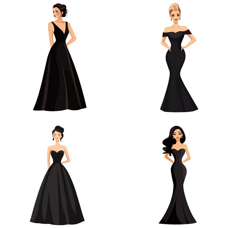 Vector elegantes vestidos negros
