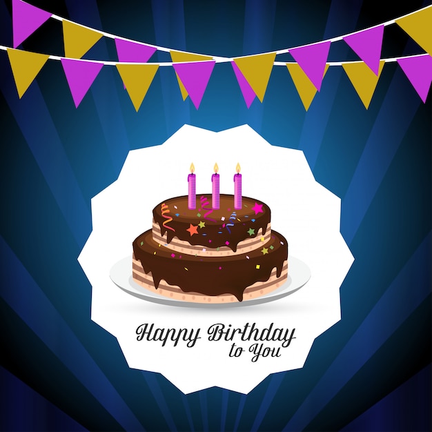 Vector elegent design card of happy birthday vector