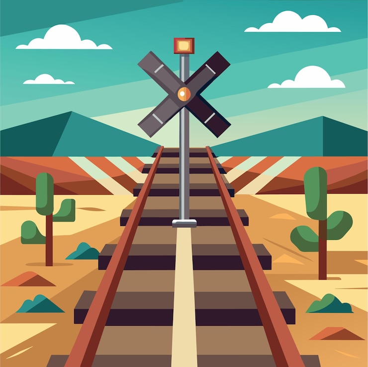 Vector elegir la dirección del futuro cruce de la perspectiva ferroviaria
