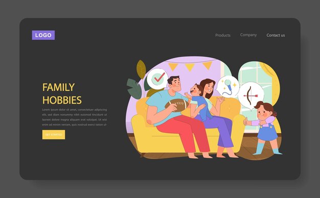 Elegir hobbies familiares concepto de ocio en interiores con actividades que van desde la música hasta el tiro con arco