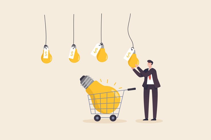 Vector elegir ideas para encontrar nueva inspiración creatividad para desarrollar nuevas ideas y soluciones a problemas