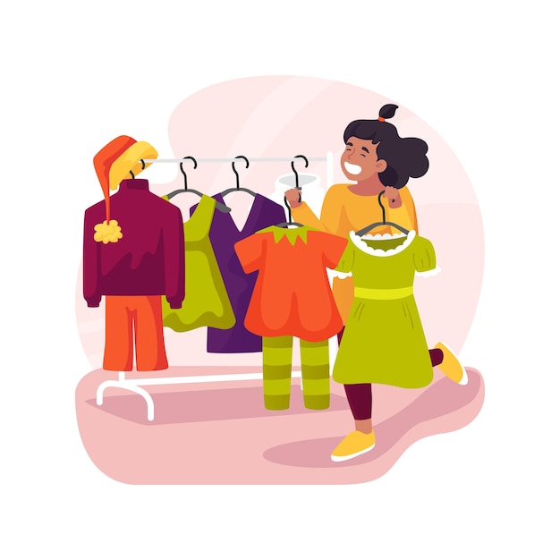 Elegir traje de Navidad aislado ilustración vectorial de dibujos animados