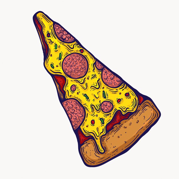 Elemento aislado pizza del diseño gráfico del clip art del ejemplo. pizza grasienta con queso goteando