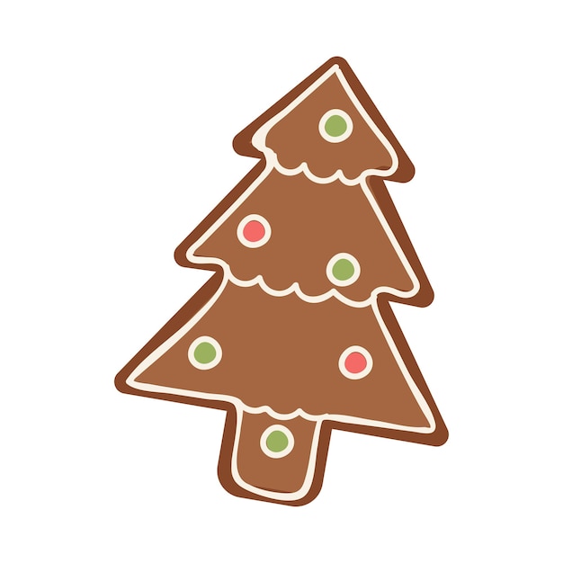 Elemento de árbol de Navidad de pan de jengibre sobre fondo blanco