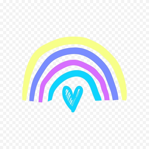 Elemento del arco iris dibujado a mano Ilustración del arco Iris de Boho dibujada a mano