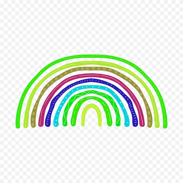 Elemento del arco iris dibujado a mano Ilustración del arco Iris de Boho dibujada a mano