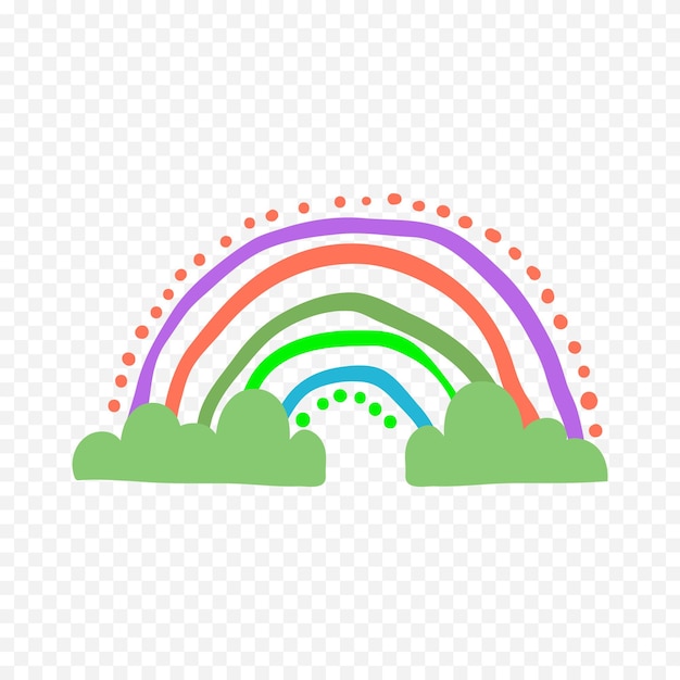 Elemento del arco iris dibujado a mano Ilustración del arco Iris de Boho dibujada a mano
