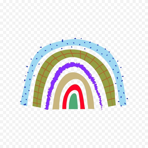 Elemento del arco iris dibujado a mano Ilustración del arco Iris de Boho dibujada a mano