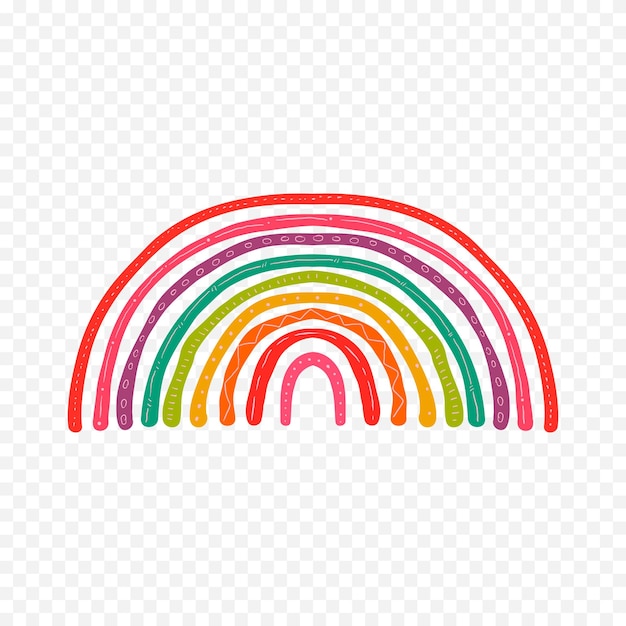 Elemento del arco iris dibujado a mano Ilustración del arco Iris de Boho dibujada a mano