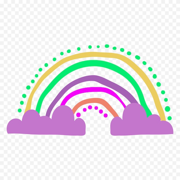 Elemento del arco iris dibujado a mano Ilustración del arco Iris de Boho dibujada a mano